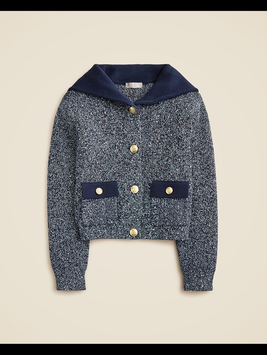 J. Crew Sweaters - J. Crew - Marled Sailor Collar Cardigan in Navy Marl